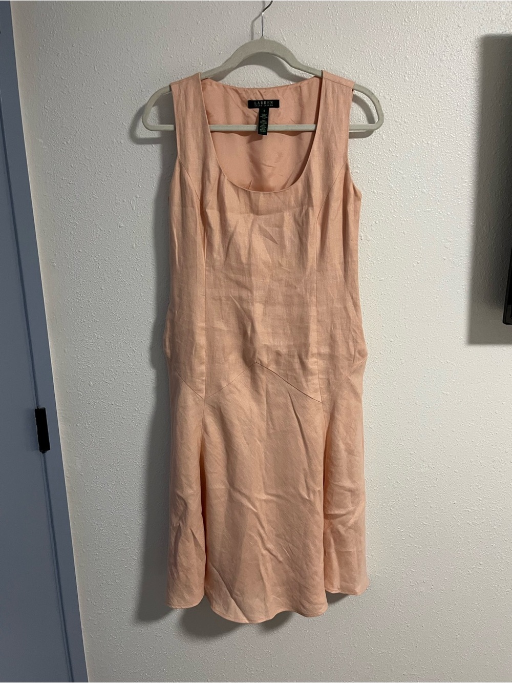 Polo by Ralph Lauren Blush Sleeveless Midi Dress Lined Linen Size 6